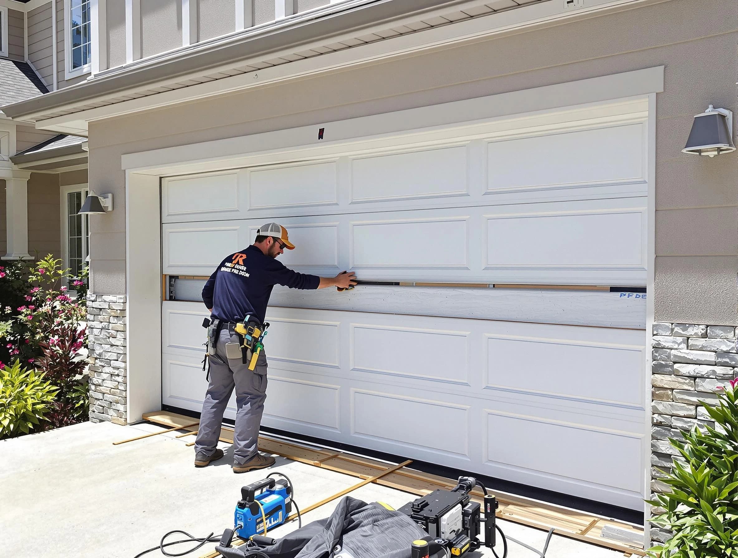 Princeton Garage Door Repair team performing complete garage door replacement at Princeton residence