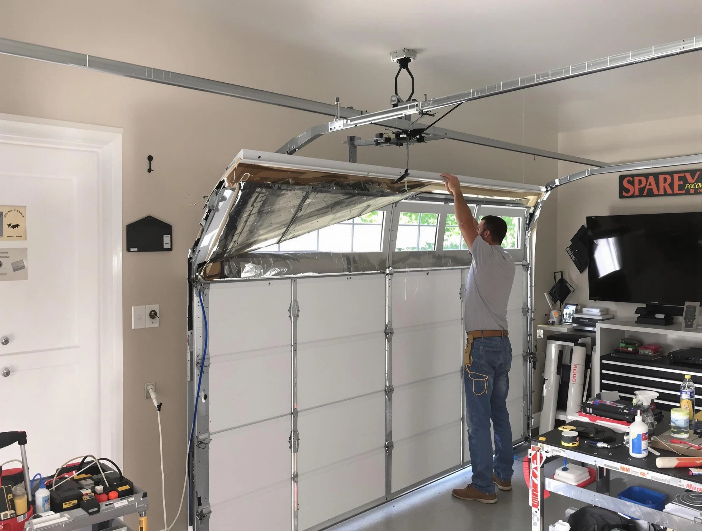 Garage door section replacement by Princeton Garage Door Repair in Princeton