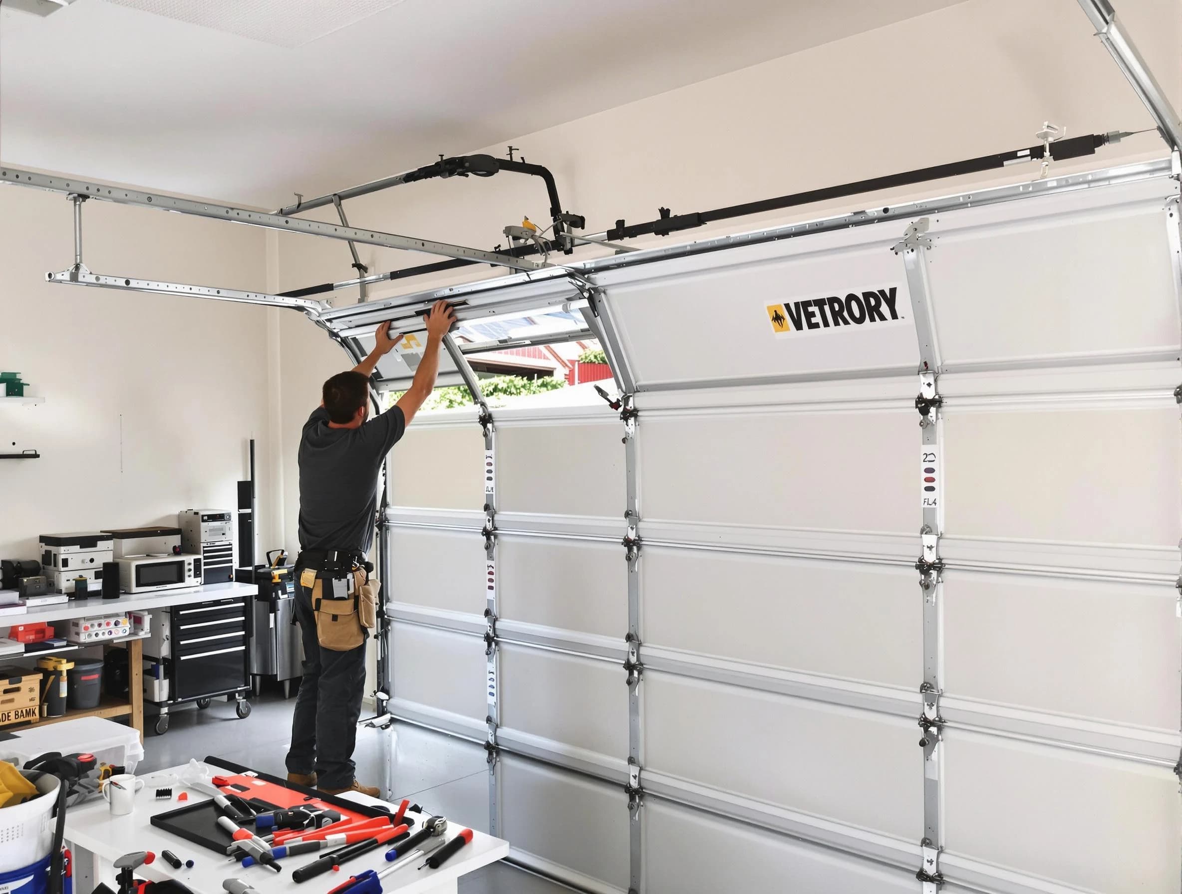 Princeton Garage Door Repair technician performing section replacement in Princeton